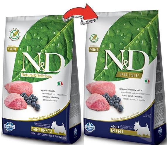 Farmina N&D GF Prime Adult Mini Lamb & Blueberry / ��� �������� ����� ������ �����, �����������, ������� � �������.