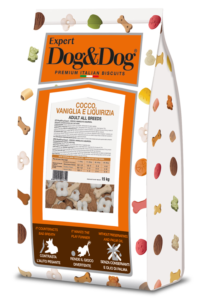Печенье Dog&Dog Expert Cocco, Vaniglia e Liquirizia для взрослых собак всех пород (кокос, ваниль, лакрица)