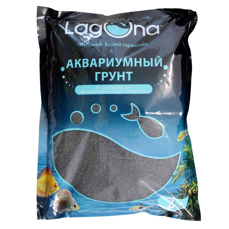  LAGUNA Грунт 20201A песок черный, 2 кг, 1-2 мм