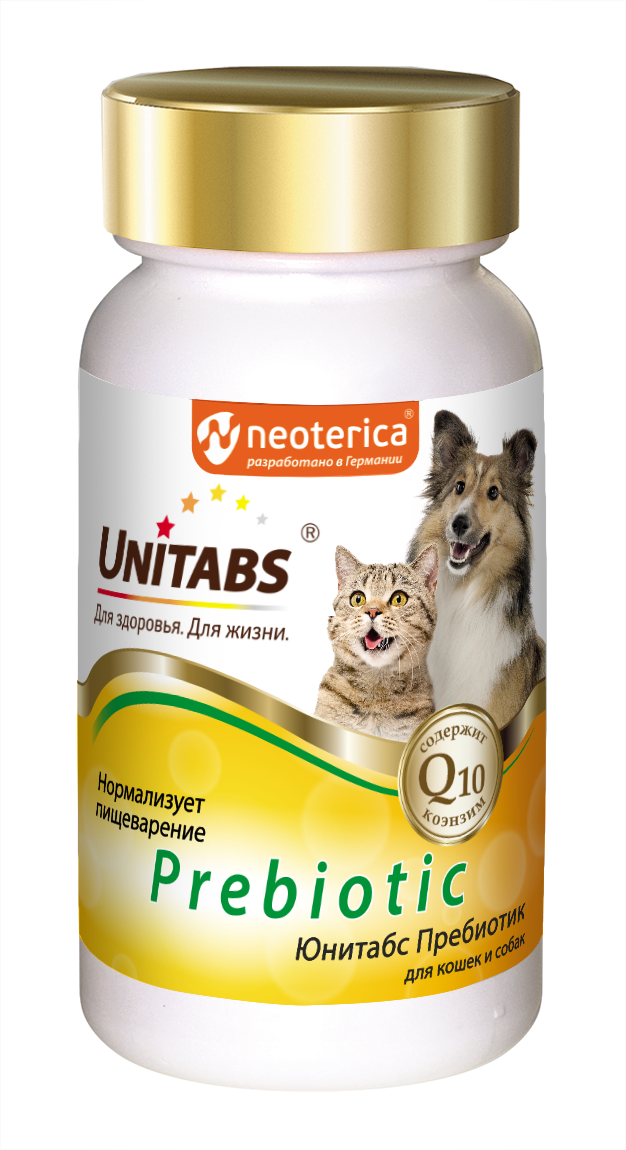 Пребиотический комплекс для собак и кошек Unitabs Prebiotic для нормализации пищеварения, 100 таб.