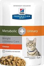 Hill's Metabolic + Urinary, Weight + Urinary Care для кошек с курицей