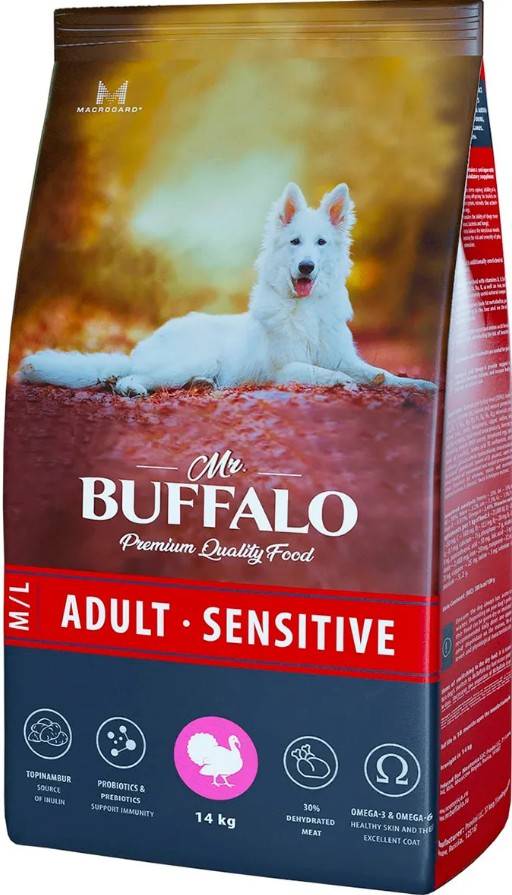 Mr.Buffalo Adult Sensitive M/L Сухой корм для собак средних и крупных пород с чувствительным пищеварением (индейка)