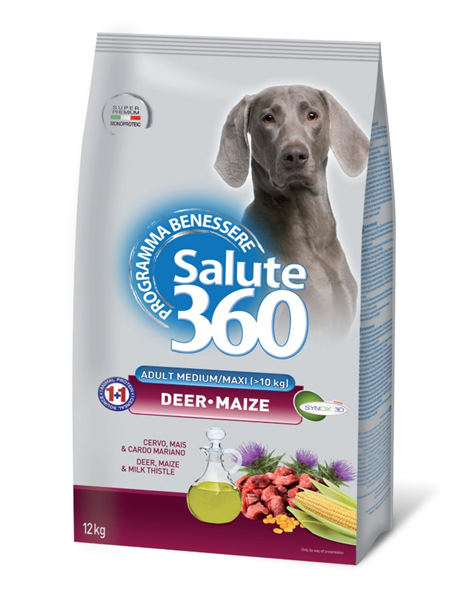 Salute 360 Dog корм для взрослых собак средних и крупных пород с олениной и кукурузой
