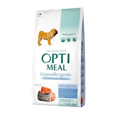 Optimeal сухой корм для взрослых собак средних  пород  лосось (гипоаллергенный)