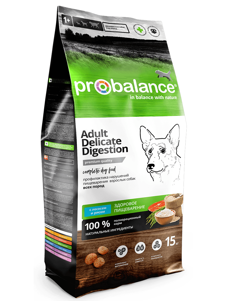 ProBalance Delicate Digestion корм для собак всех пород с лососем и рисом