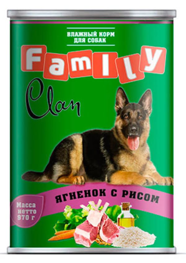 Clan Family Консервы с ягненком и рисом для собак