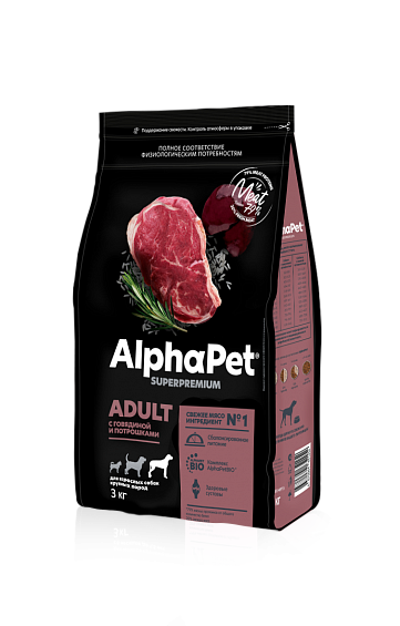 AlphaPet для взрослых собак крупных пород (говядина/потрашки)